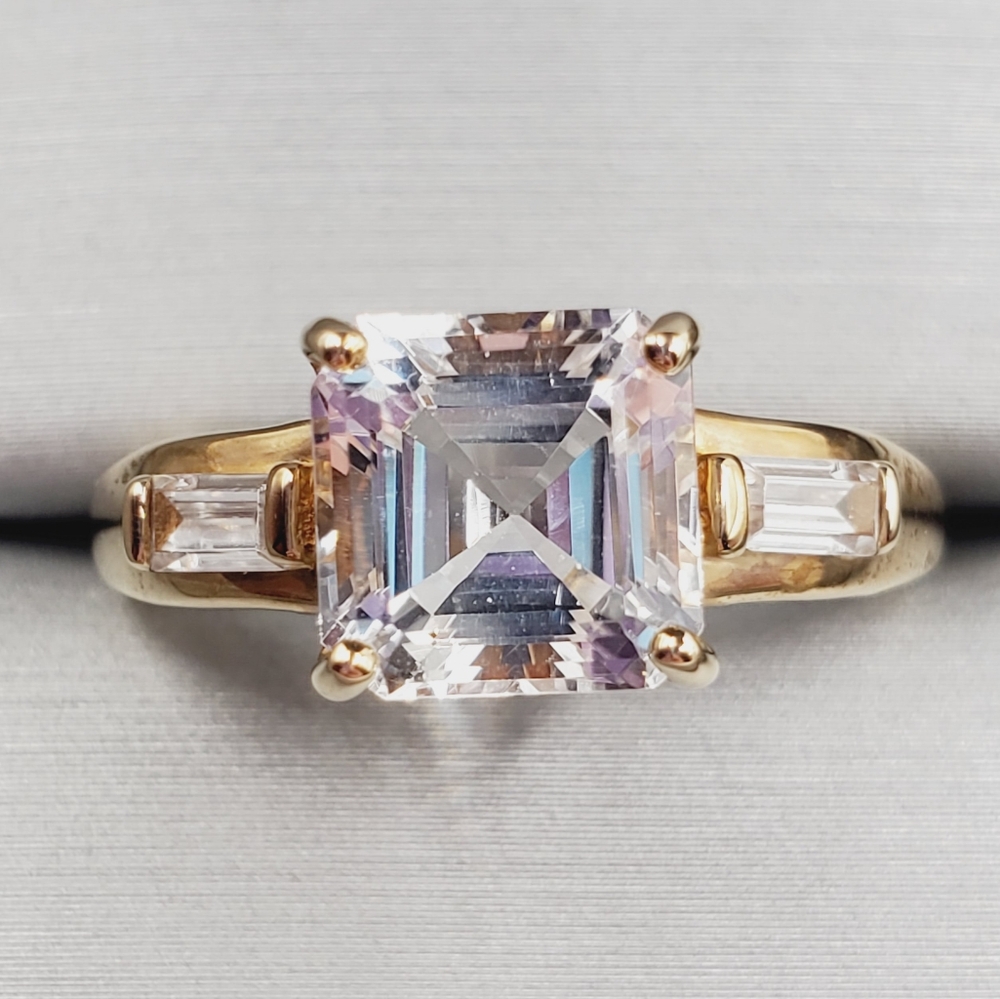 10k Yellow Gold Asscher Danburite Ring